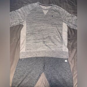 Men’s Champion Jogger Sweatpants Long Sleeve Crewneck Shirt 2 Piece Matching Set